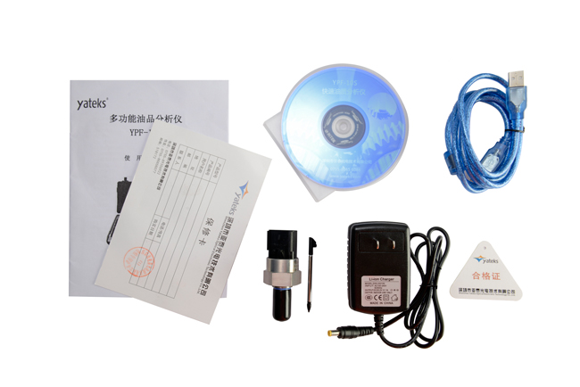 多功能油品分析儀相關配件：說明書、保修卡等