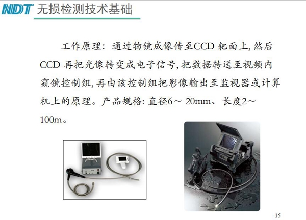 電子視頻內(nèi)窺鏡工作原理：通過物鏡成像傳至CCD耙面上，然后CCD再把光像轉(zhuǎn)變成電子信號，把數(shù)據(jù)轉(zhuǎn)送至視頻內(nèi)窺鏡控制組，再由該控制組輸出至監(jiān)視器或計算機(jī)上。